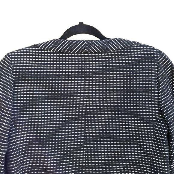 Talbots Blazer Cotton Collarless Scoop Neck Polka Dot Textured Black White 6 - Picture 10 of 12